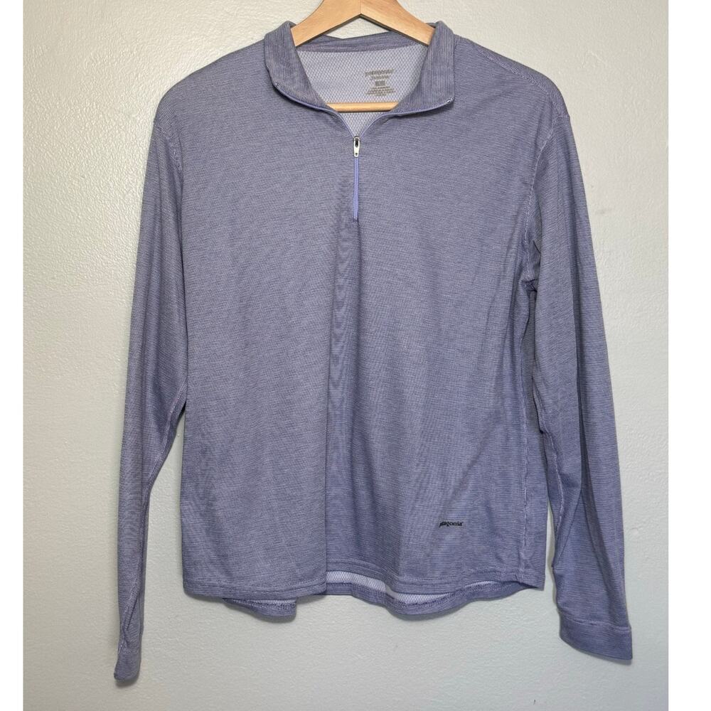 Women's Size L Patagonia Capilene Long Sleeve 1/4 Zip Purple Lilac Base Layer